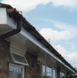 UPVC White fascia brown square guttering