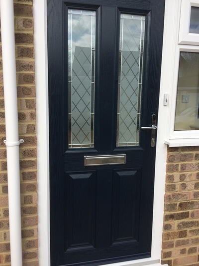 Composite door Entrance 44 blue leaded design