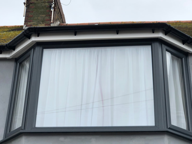 Double Glazed Grey Wood Grain Bay Window