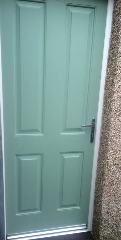 Coloured solid core composite door  chartwell green