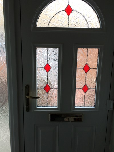 Composite door Entrance 44 internal white red diamonds