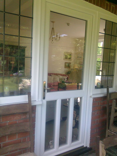 Double Glazed Entrance Door High Security white muntins