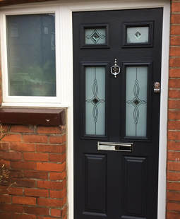 Double glazed solid core composite door