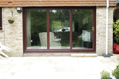 UPVC double glazed patio door rosewood 3 pane