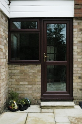 Double Glazed Entrance Door High Security Rosewood grain