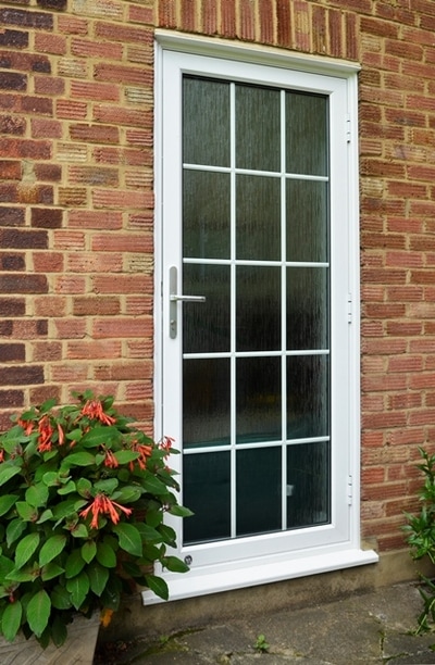 Single French doors high security double glazed UPVC  white Georgian bar